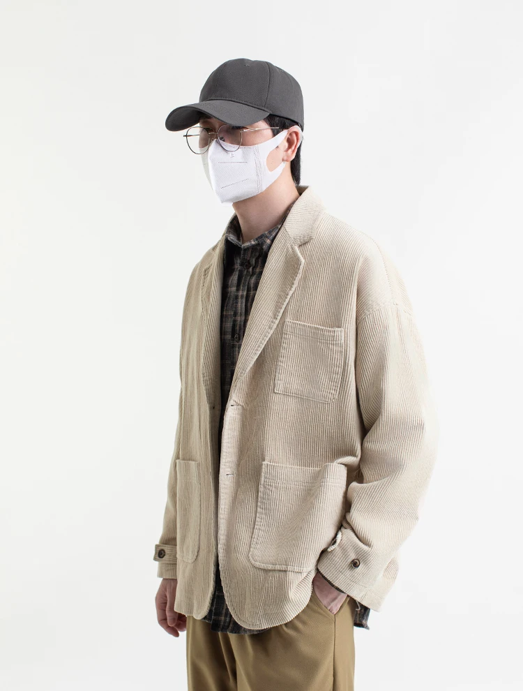 Corduroy Jacket Blazers Men Japanese Streetwear Amikaki Fashion Oversize Loose Casual Blazer Suit Coat Cityboy Jacket Clothing