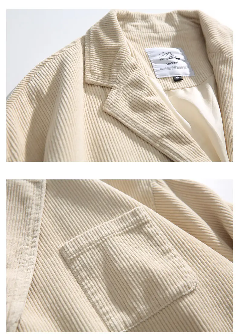 Corduroy Jacket Blazers Men Japanese Streetwear Amikaki Fashion Oversize Loose Casual Blazer Suit Coat Cityboy Jacket Clothing