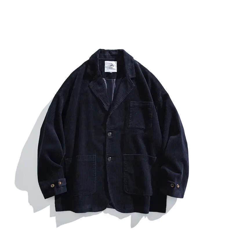 Corduroy Jacket Blazers Men Japanese Streetwear Amikaki Fashion Oversize Loose Casual Blazer Suit Coat Cityboy Jacket Clothing