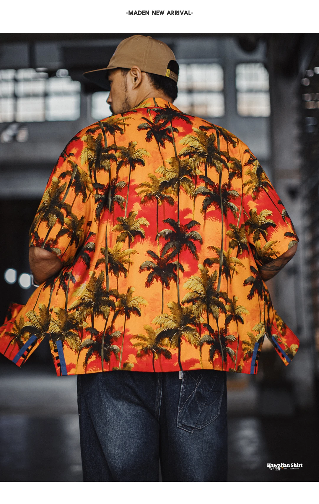 MADEN American Vintage Hawaiian Shirt Men Short Sleeve Cuban Camp Collar Tropical Floral Print Lightweight Beach Loose Vacation