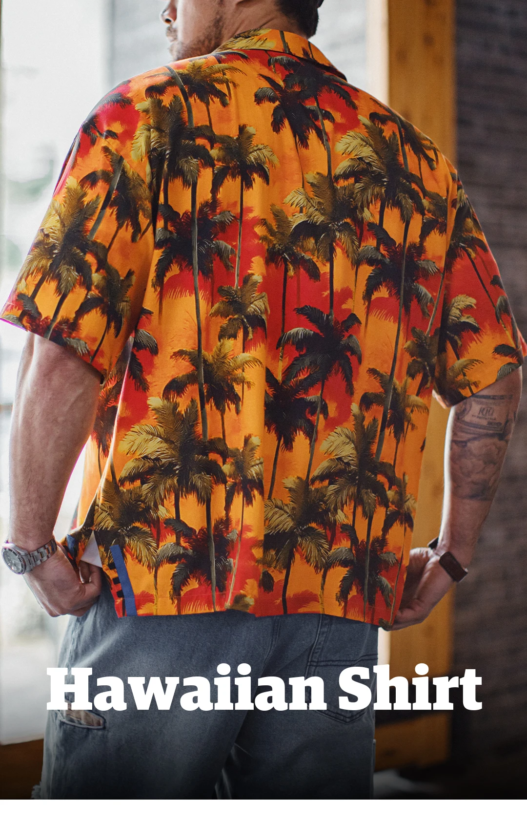 MADEN American Vintage Hawaiian Shirt Men Short Sleeve Cuban Camp Collar Tropical Floral Print Lightweight Beach Loose Vacation