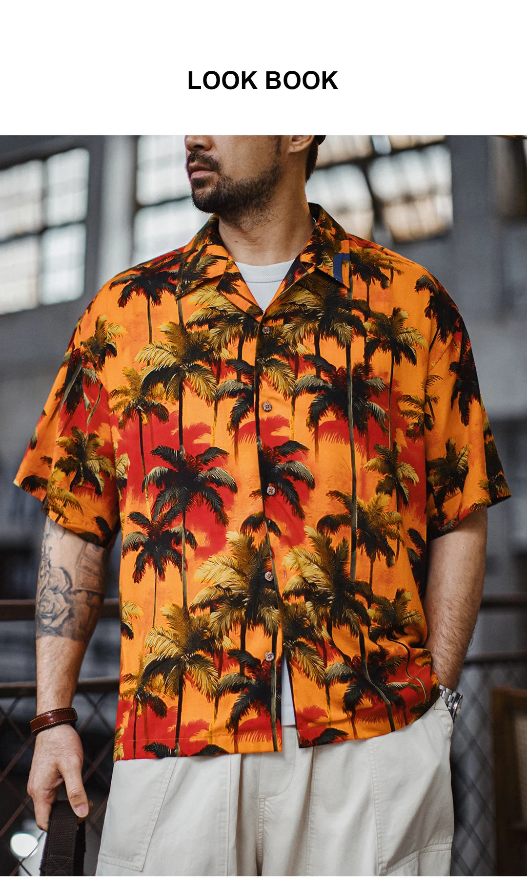 MADEN American Vintage Hawaiian Shirt Men Short Sleeve Cuban Camp Collar Tropical Floral Print Lightweight Beach Loose Vacation