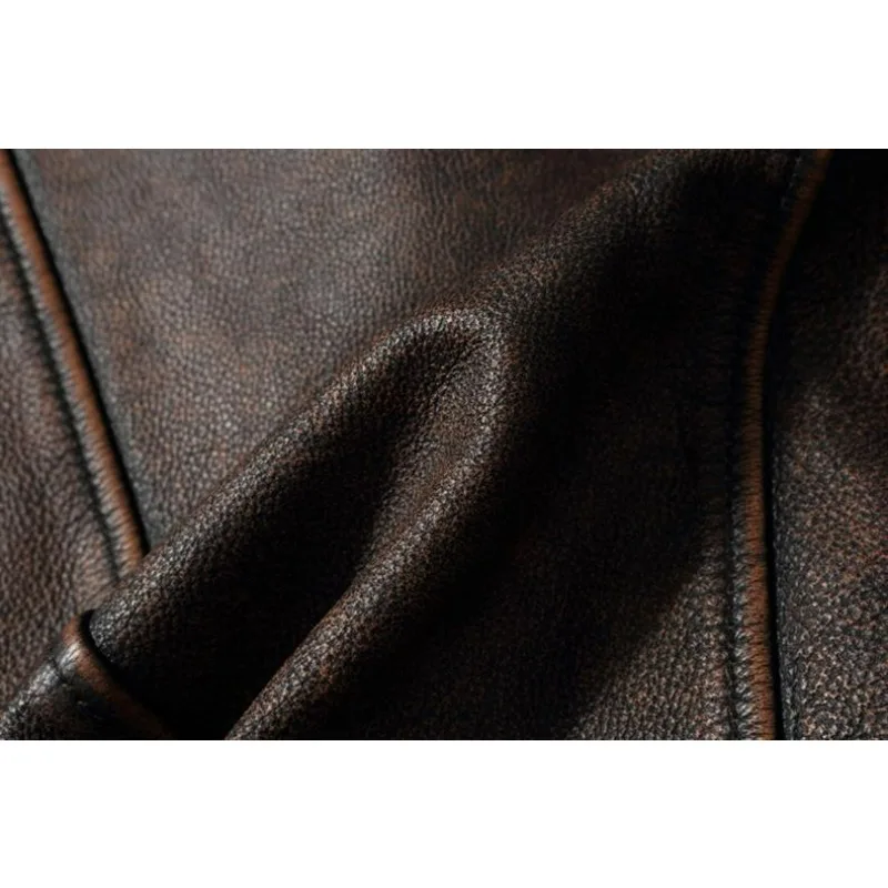 KIDWHXR Autumn Men Leather Jacket Motorcycle Retro Stand Collar Zipper Male Coat Slim Long Sleeve Windproof Man Casual Outerwear