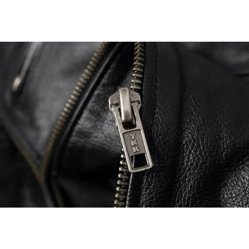 KIDWHXR Autumn Men Leather Jacket Motorcycle Retro Stand Collar Zipper Male Coat Slim Long Sleeve Windproof Man Casual Outerwear