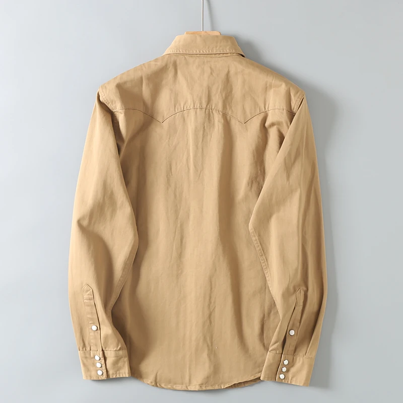 Spring And Autumn New American Retro Long-Sleeve Lapel Cargo Shirt Men's Fashion 100% Cotton Washed Double Pocket Casual Blouses