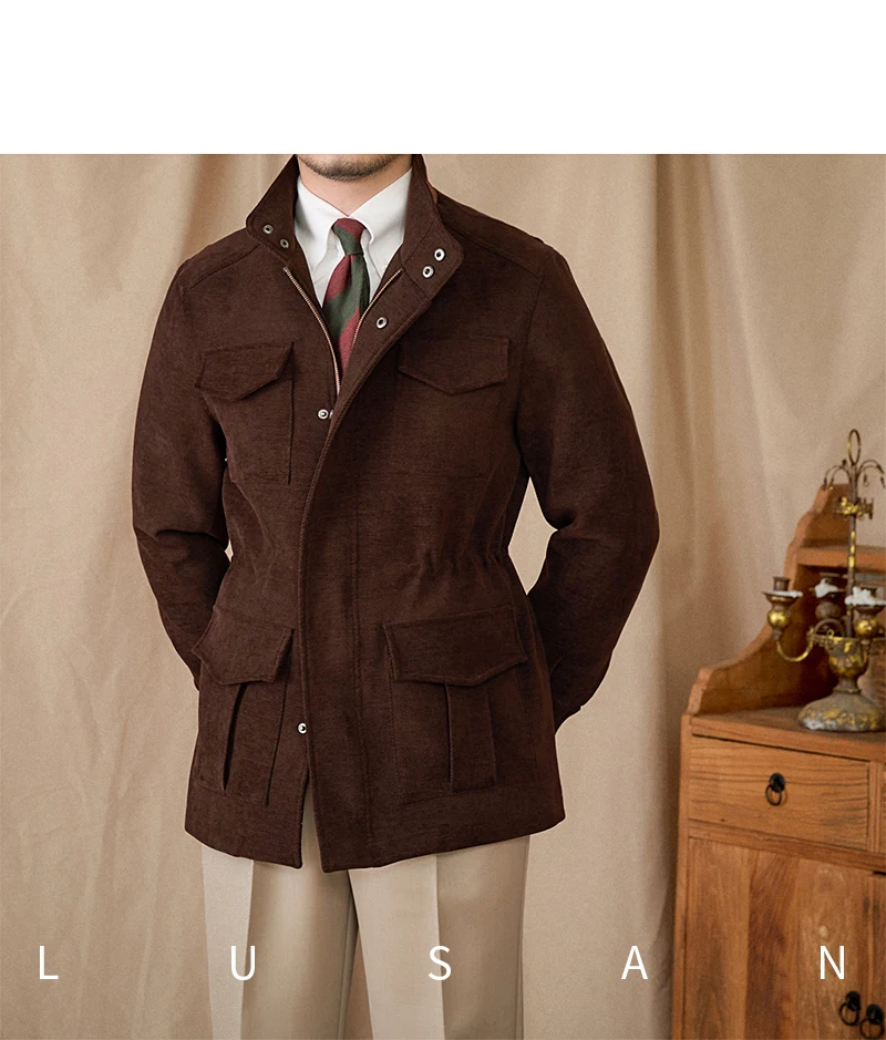 Autumn and winter outdoor leisure M65 elastic waist stand collar jacket multi-pocket hunting khaji vintage jacket