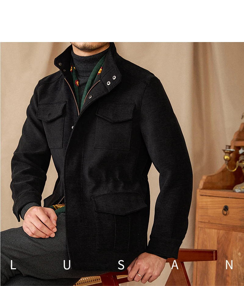 Autumn and winter outdoor leisure M65 elastic waist stand collar jacket multi-pocket hunting khaji vintage jacket
