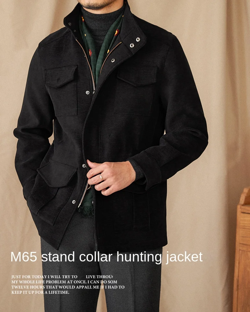 Autumn and winter outdoor leisure M65 elastic waist stand collar jacket multi-pocket hunting khaji vintage jacket