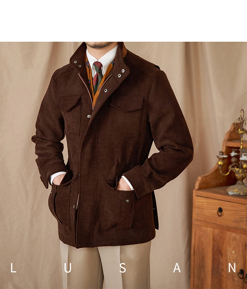 Autumn and winter outdoor leisure M65 elastic waist stand collar jacket multi-pocket hunting khaji vintage jacket