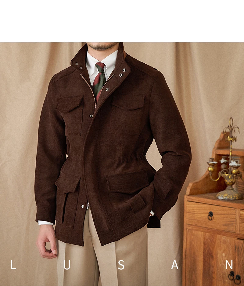 Autumn and winter outdoor leisure M65 elastic waist stand collar jacket multi-pocket hunting khaji vintage jacket