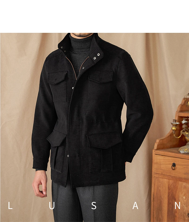Autumn and winter outdoor leisure M65 elastic waist stand collar jacket multi-pocket hunting khaji vintage jacket