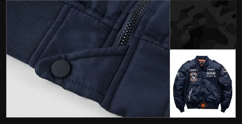 Winter Hip Hop Thick Warm Jacket Men High Quality Military Motorcycle Ma-1 Aviator Pilot Coats Male Baseball Bomber Jacket