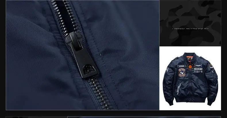 Winter Hip Hop Thick Warm Jacket Men High Quality Military Motorcycle Ma-1 Aviator Pilot Coats Male Baseball Bomber Jacket