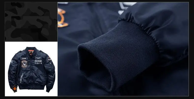 Winter Hip Hop Thick Warm Jacket Men High Quality Military Motorcycle Ma-1 Aviator Pilot Coats Male Baseball Bomber Jacket