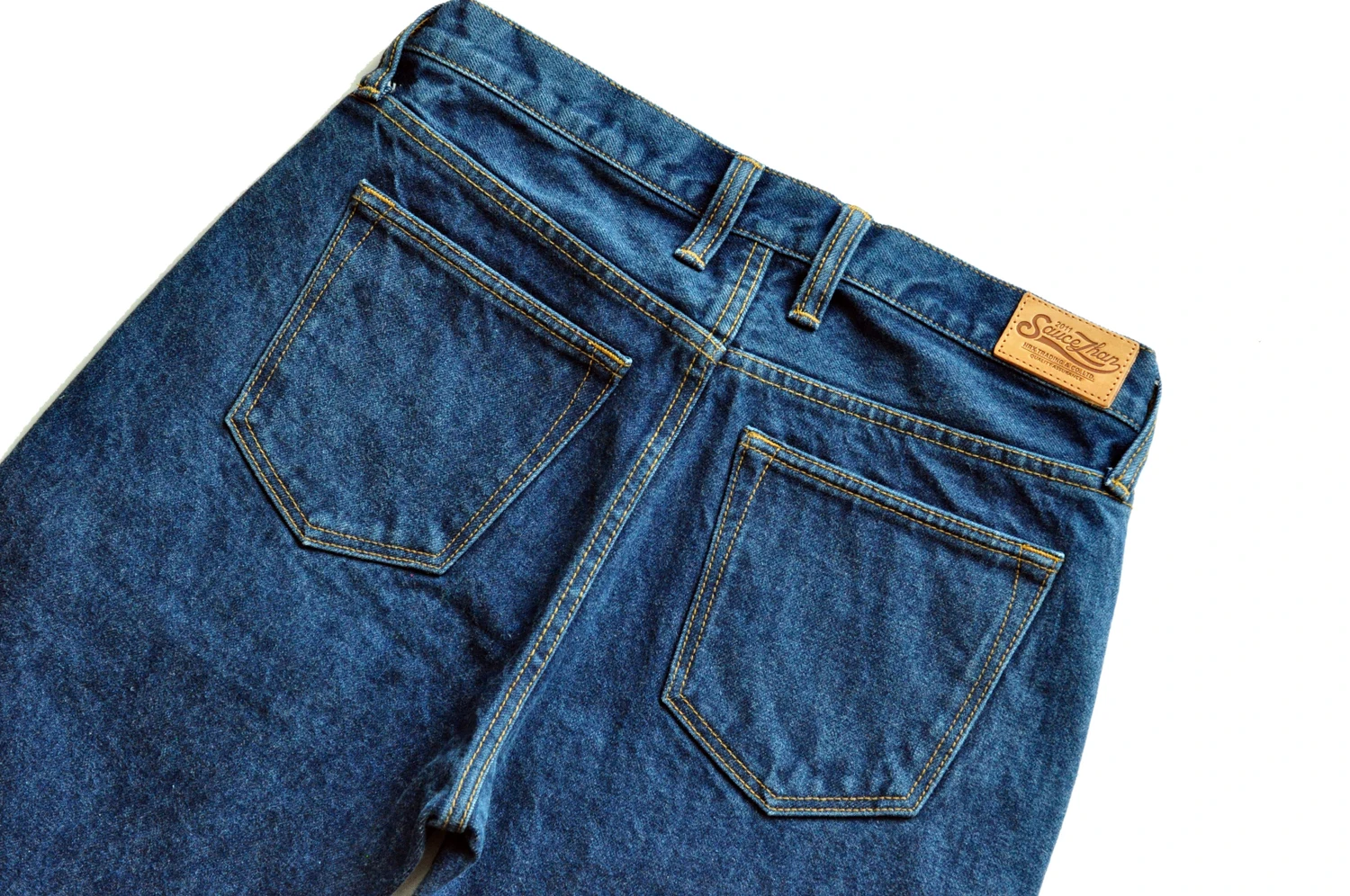 Saucezhan 315XX-18SX Men Jeans Washed Jeans Selvedge Denim Jeans for Men Distressed Jeans Taper Fit Zipper Fly 18 oz