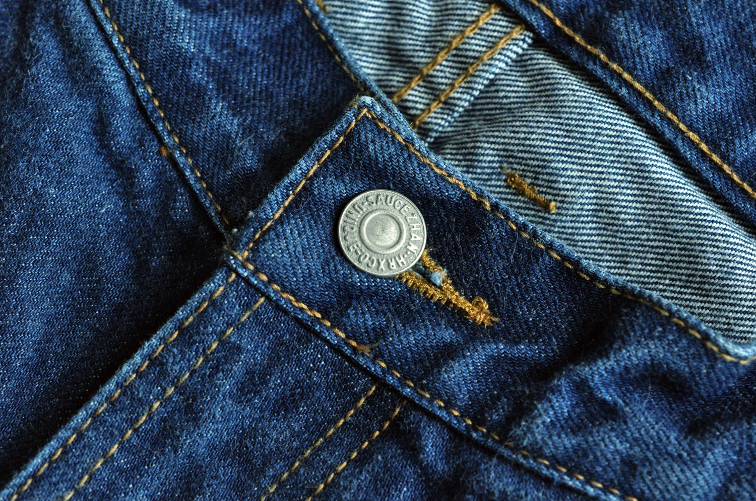 Saucezhan 315XX-18SX Men Jeans Washed Jeans Selvedge Denim Jeans for Men Distressed Jeans Taper Fit Zipper Fly 18 oz