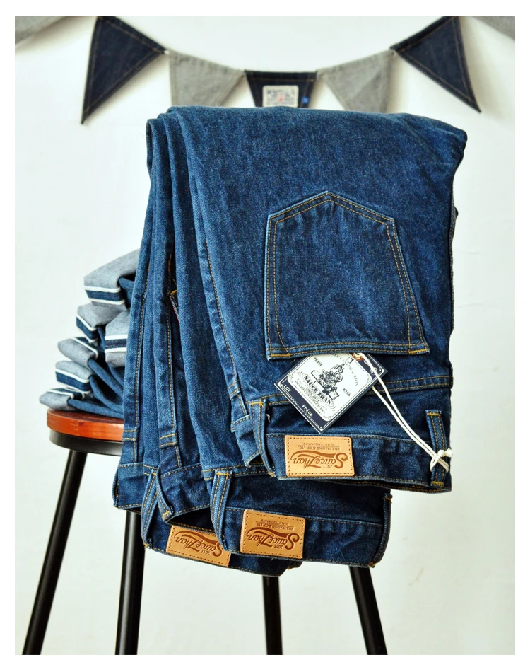 Saucezhan 315XX-18SX Men Jeans Washed Jeans Selvedge Denim Jeans for Men Distressed Jeans Taper Fit Zipper Fly 18 oz