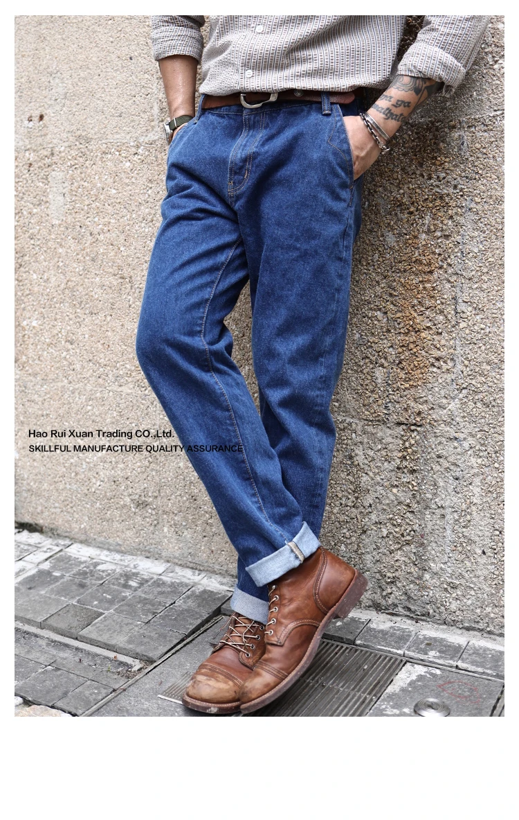 Saucezhan 315XX-18SX Men Jeans Washed Jeans Selvedge Denim Jeans for Men Distressed Jeans Taper Fit Zipper Fly 18 oz