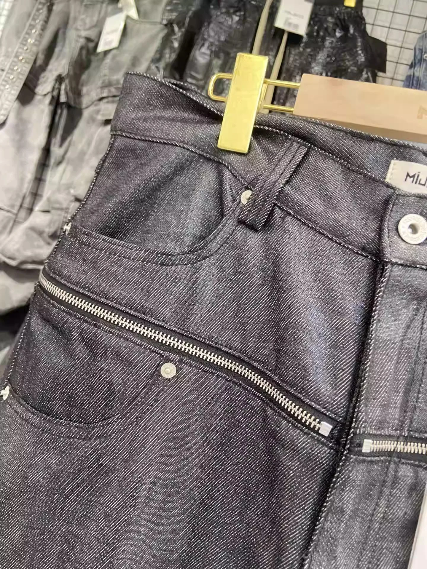 MIJKO Unisex Brush Wax Zipper Original Cow Jeans Men's and Women's Denim Pants ZJ117