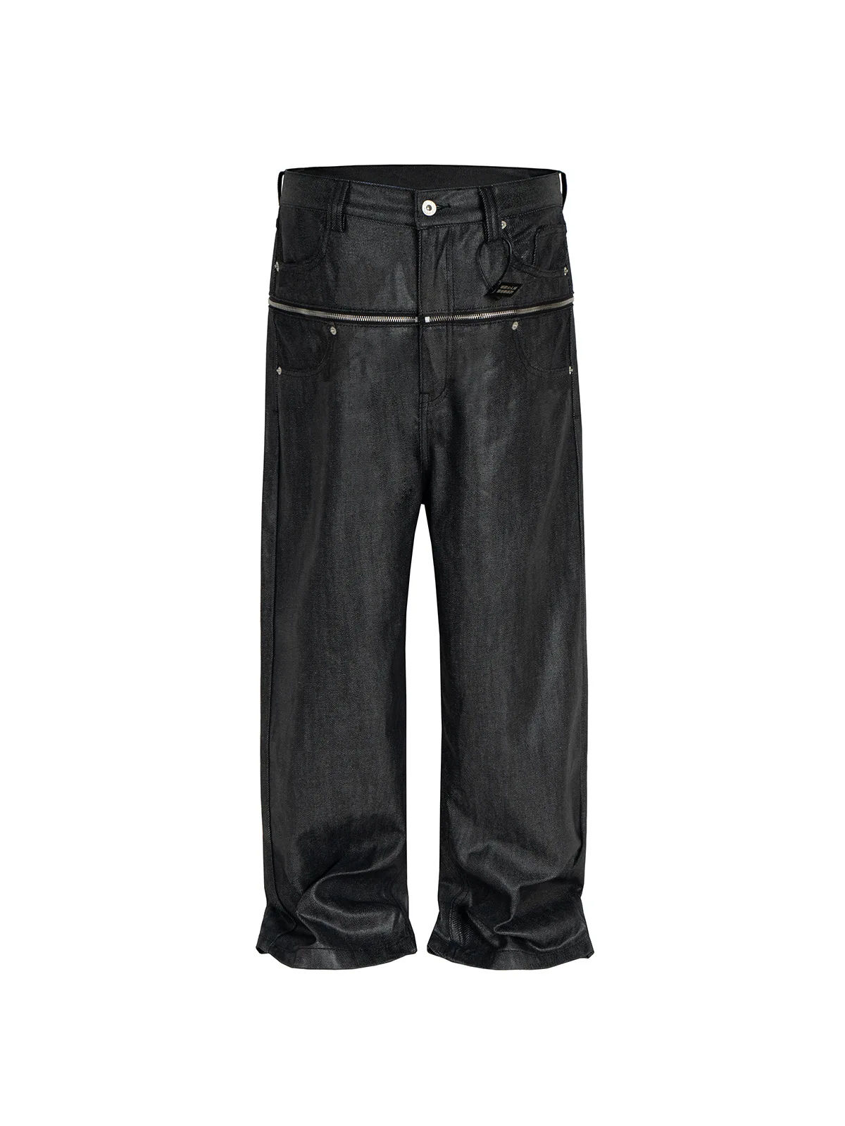 MIJKO Unisex Brush Wax Zipper Original Cow Jeans Men's and Women's Denim Pants ZJ117