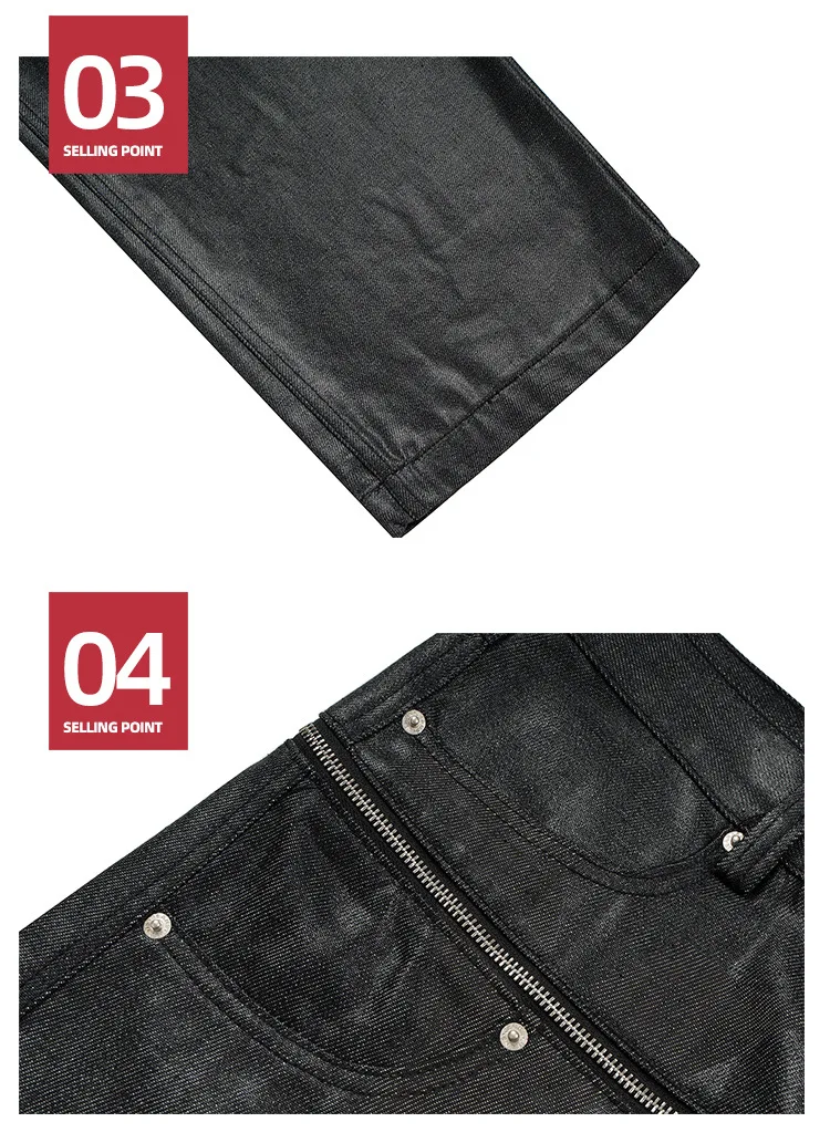 MIJKO Unisex Brush Wax Zipper Original Cow Jeans Men's and Women's Denim Pants ZJ117
