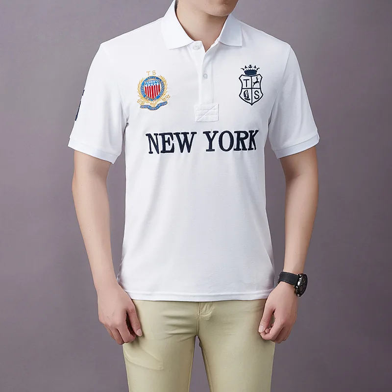 New Summer Men Polo Shirts Great Designer Original NEW YORK Brand Embroidered Short Sleeve Leisure Sports Loose Plus EU Size 7XL