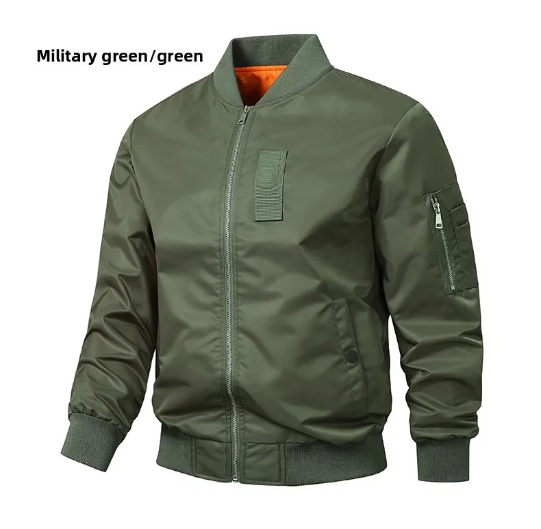 MA1 Pilot Jacket Men's American Retro Brand Stand Up Collar Bomber Jackets Men Loose Solid Color Casual Baseball Uniform Coat