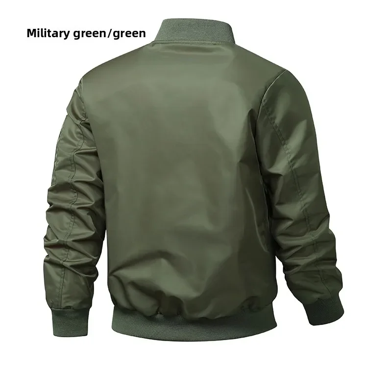 MA1 Pilot Jacket Men's American Retro Brand Stand Up Collar Bomber Jackets Men Loose Solid Color Casual Baseball Uniform Coat