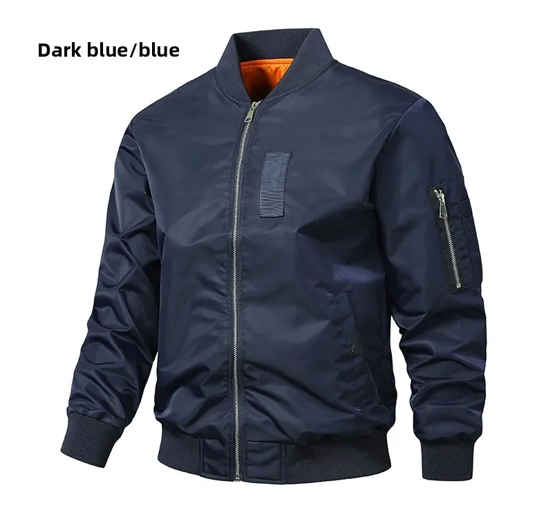 MA1 Pilot Jacket Men's American Retro Brand Stand Up Collar Bomber Jackets Men Loose Solid Color Casual Baseball Uniform Coat