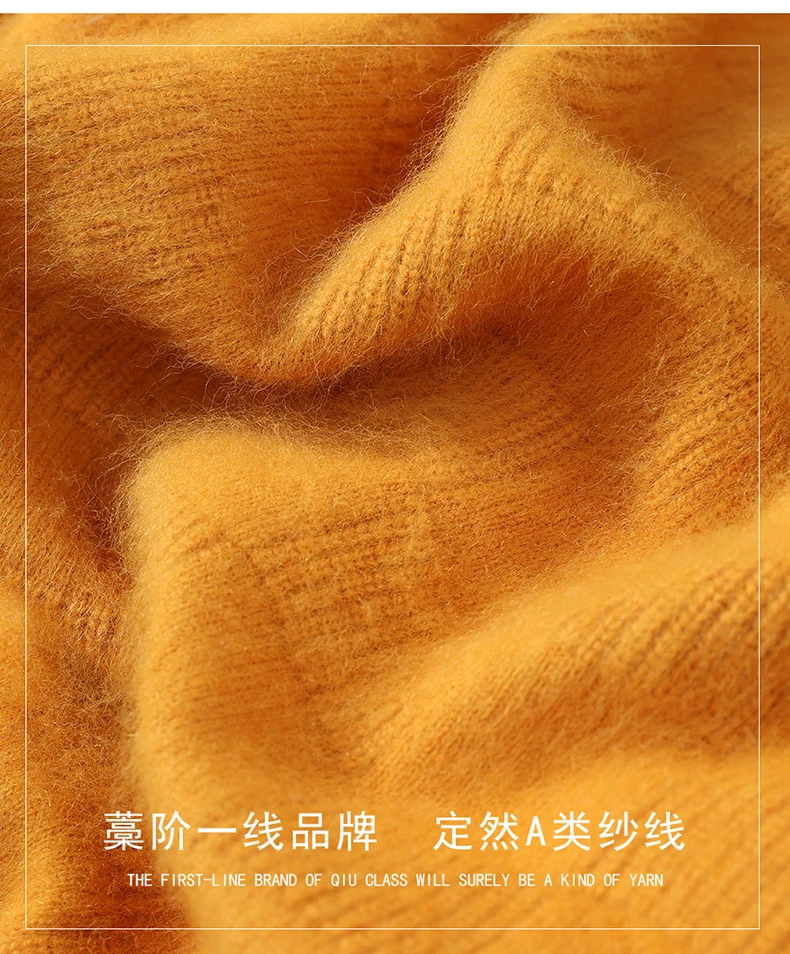 Luxury Men's 100% Mink Cashmere Thickening Sweater O-neck Grid Pullover Thick Knitwear Top Autumn Winter Anti-pilling Clothing