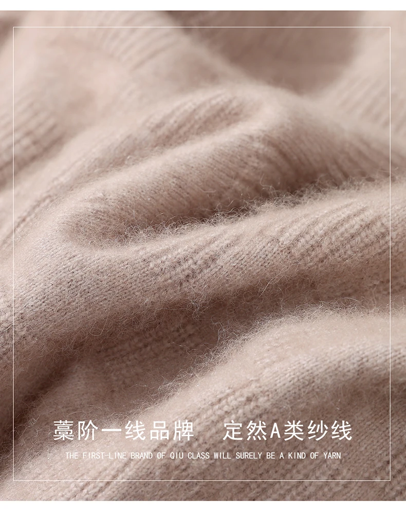 Luxury Men's 100% Mink Cashmere Thickening Sweater O-neck Grid Pullover Thick Knitwear Top Autumn Winter Anti-pilling Clothing