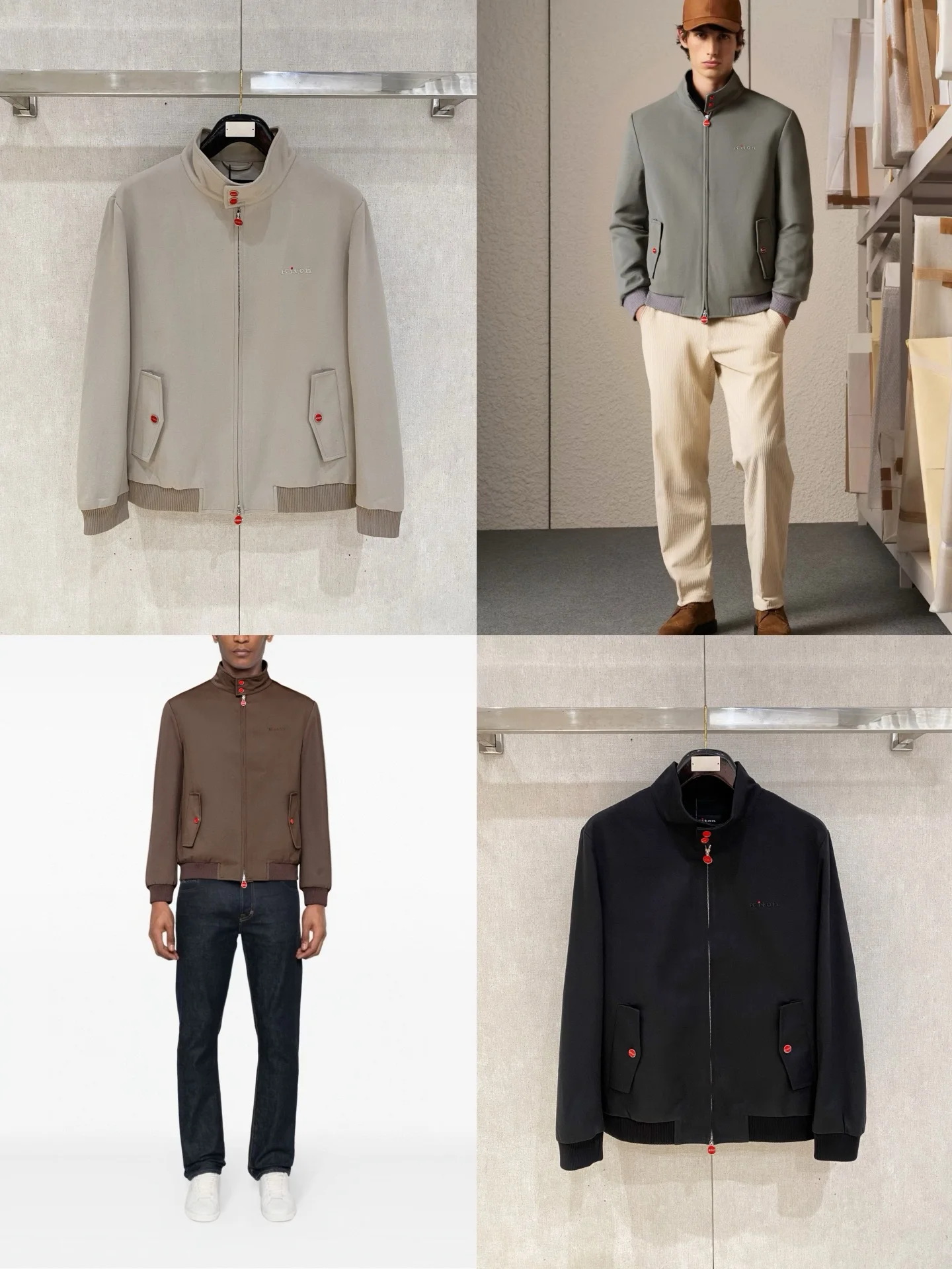 Kiton stand-up neck zip-up classic men's jacket