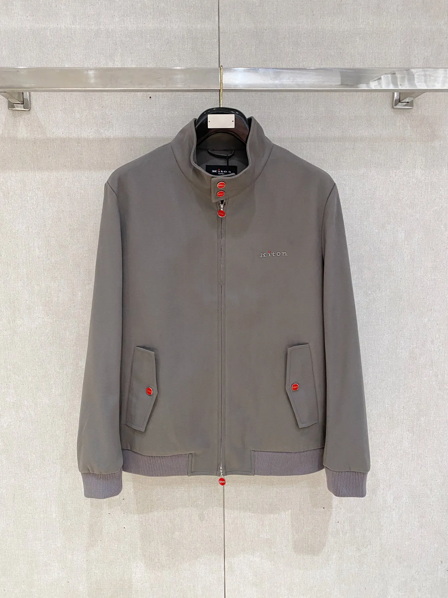 Kiton stand-up neck zip-up classic men's jacket