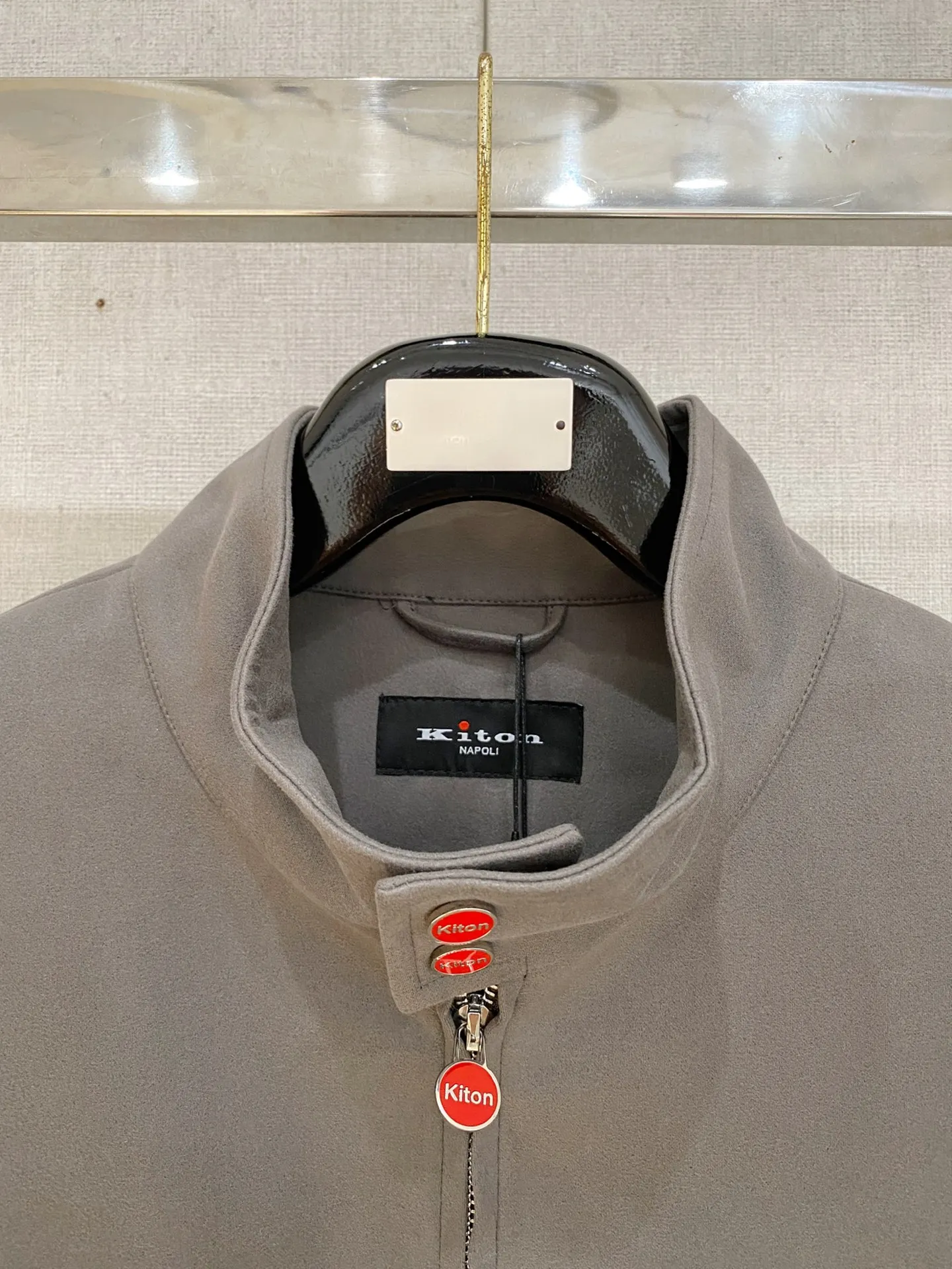 Kiton stand-up neck zip-up classic men's jacket
