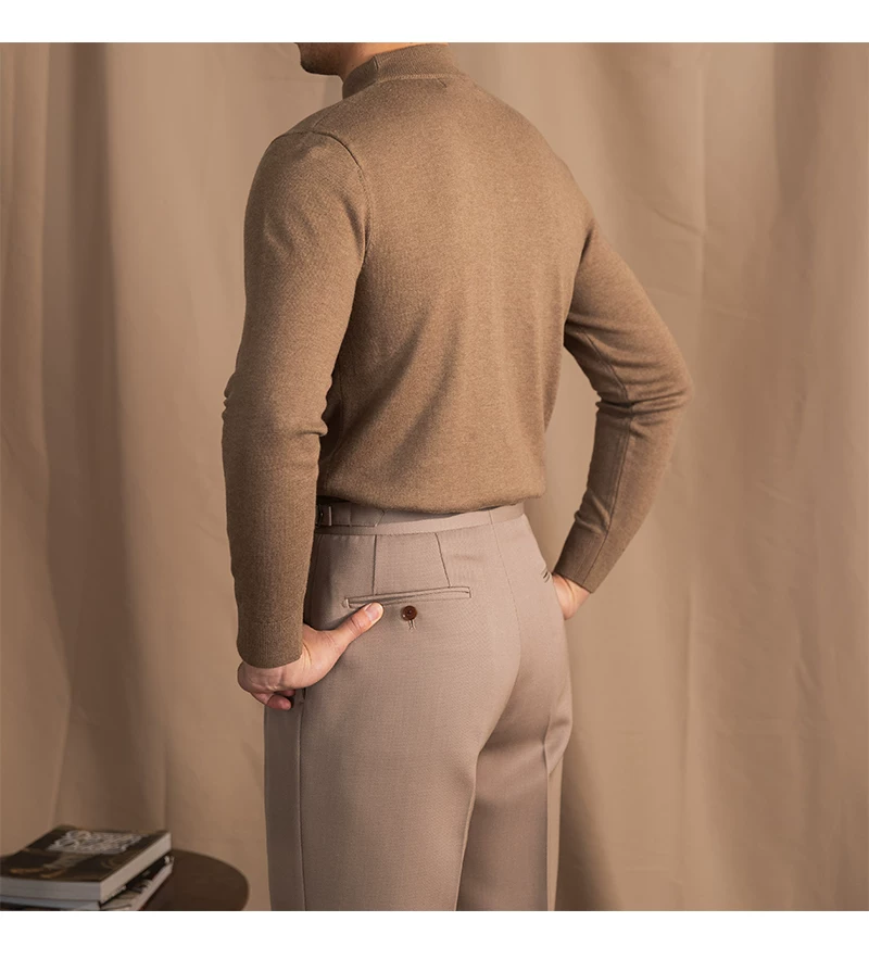 Mr. Lusan Half-turtleneck Sweater Men's Pullover Sweater Knitted Wool Sweater Slim-fit Inner Thin Base Shirt Trendy