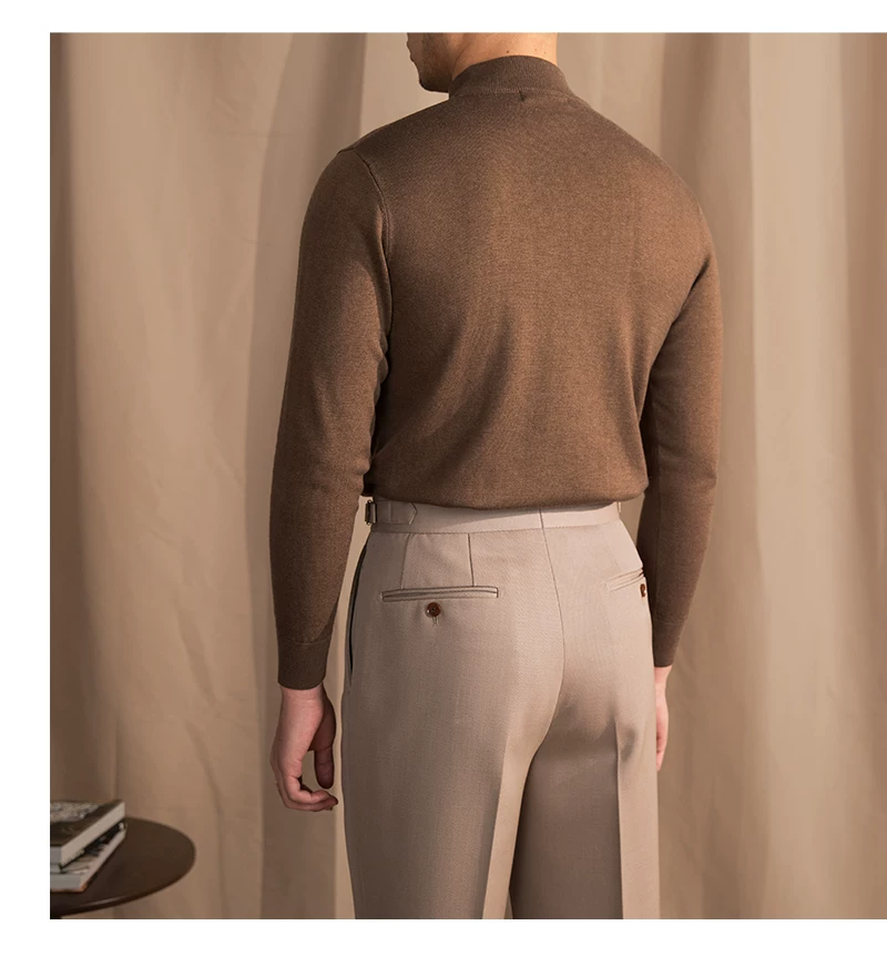 Mr. Lusan Half-turtleneck Sweater Men's Pullover Sweater Knitted Wool Sweater Slim-fit Inner Thin Base Shirt Trendy
