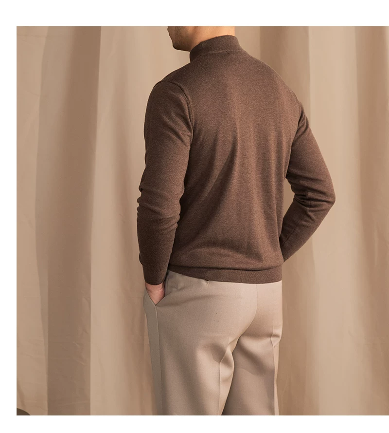 Mr. Lusan Half-turtleneck Sweater Men's Pullover Sweater Knitted Wool Sweater Slim-fit Inner Thin Base Shirt Trendy