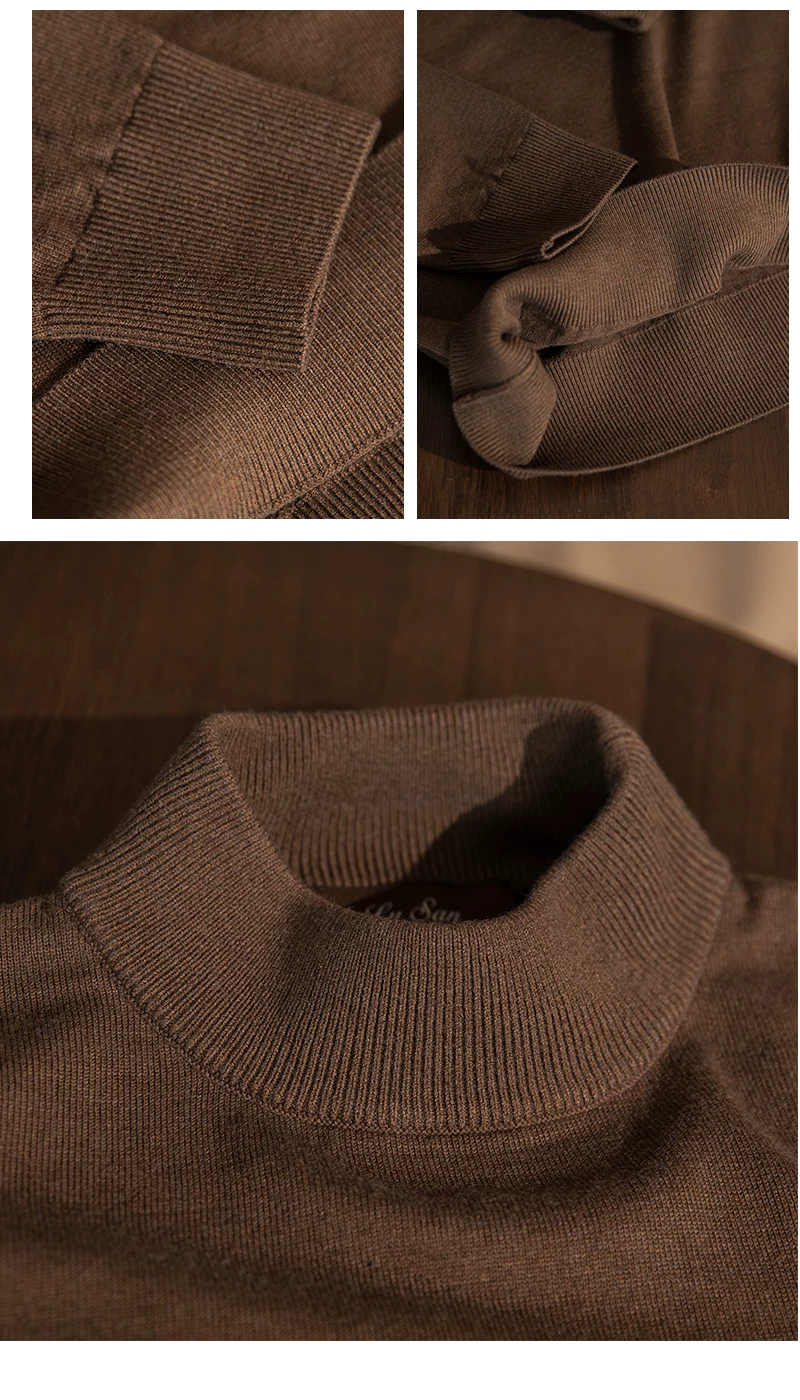 Mr. Lusan Half-turtleneck Sweater Men's Pullover Sweater Knitted Wool Sweater Slim-fit Inner Thin Base Shirt Trendy
