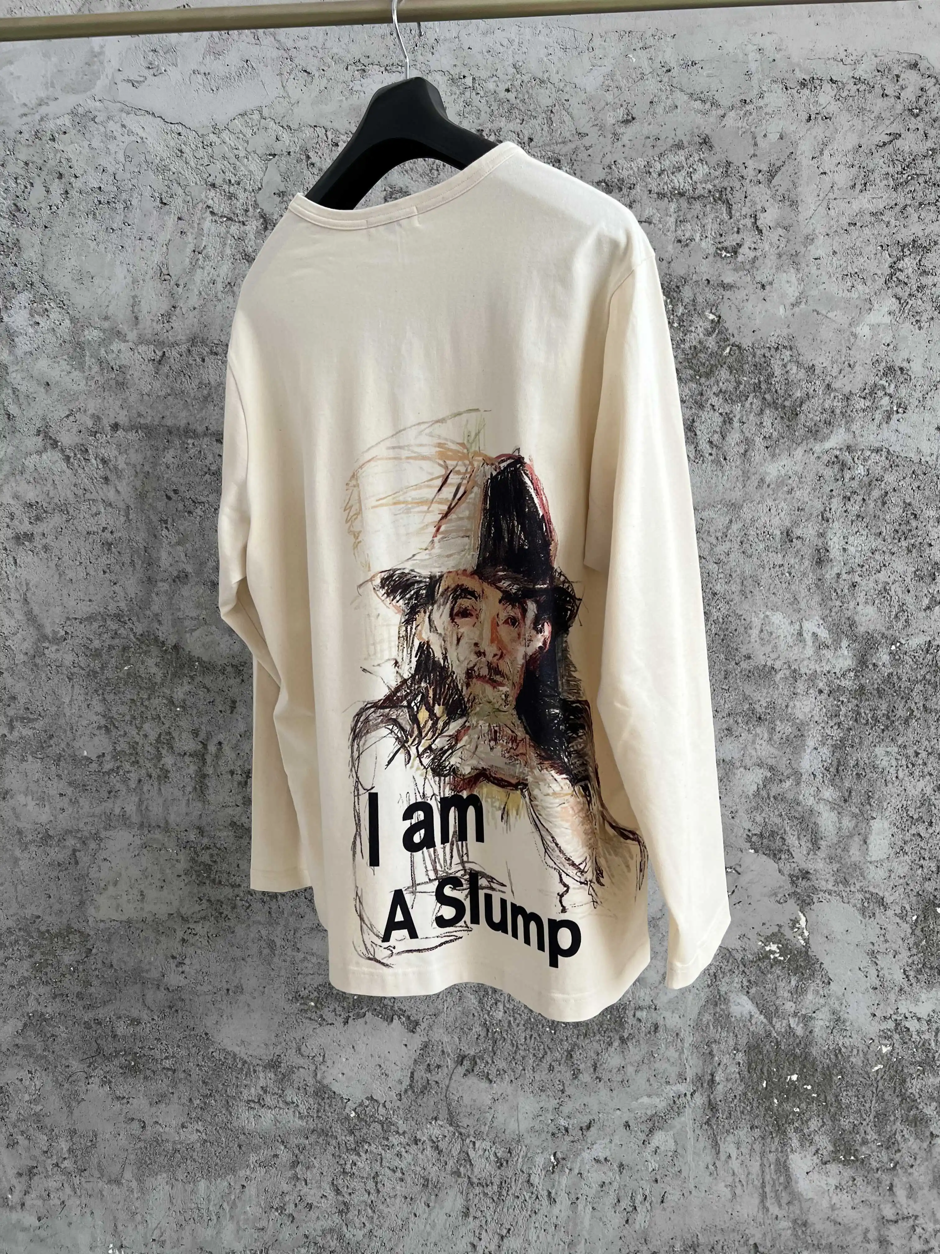 A Japanese oil painting portrait printed pure cotton casual painter hoodie with a literary and artistic style