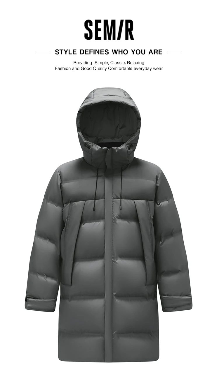 Semir Down Jacket Men Long Hooded Loose Simple Versatile 2026 Winter Man Clothes Winter Outerwear