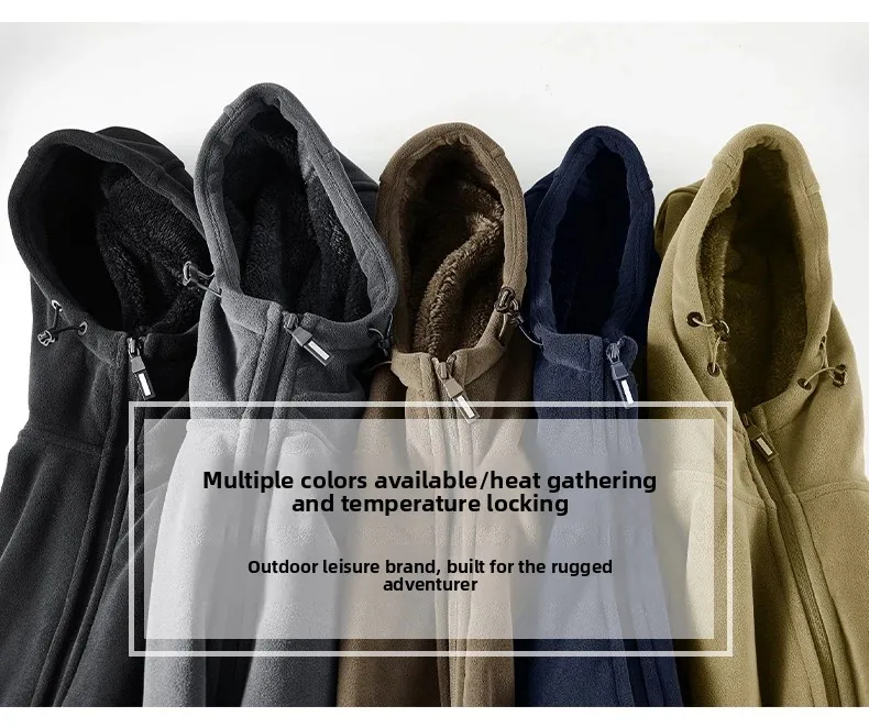 Polar Fleece Hooded Jacket for Men New 2025 Autumn Winter Outdoor Thicken Warm Parkas Coats Men Hiking Camping Jackets Clothing