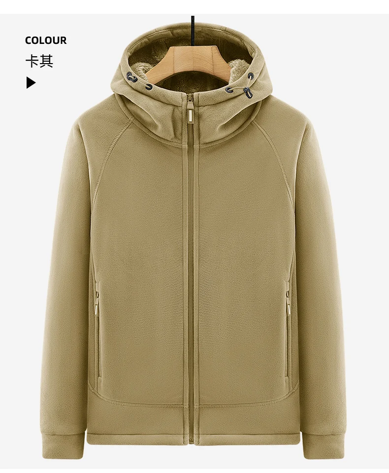Polar Fleece Hooded Jacket for Men New 2025 Autumn Winter Outdoor Thicken Warm Parkas Coats Men Hiking Camping Jackets Clothing