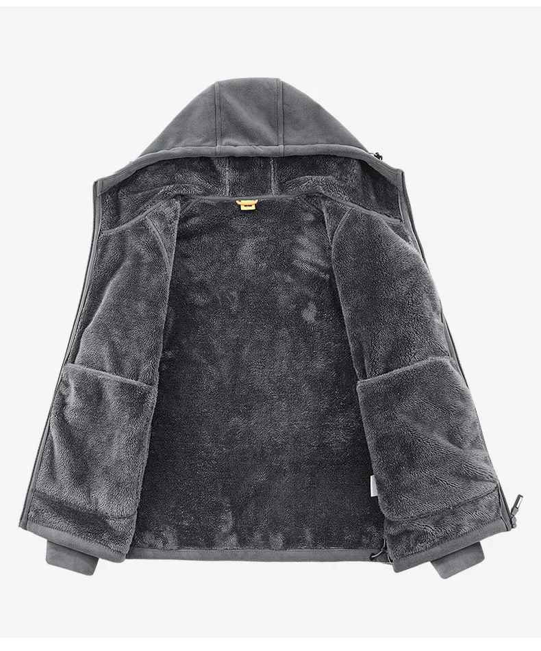 Polar Fleece Hooded Jacket for Men New 2025 Autumn Winter Outdoor Thicken Warm Parkas Coats Men Hiking Camping Jackets Clothing