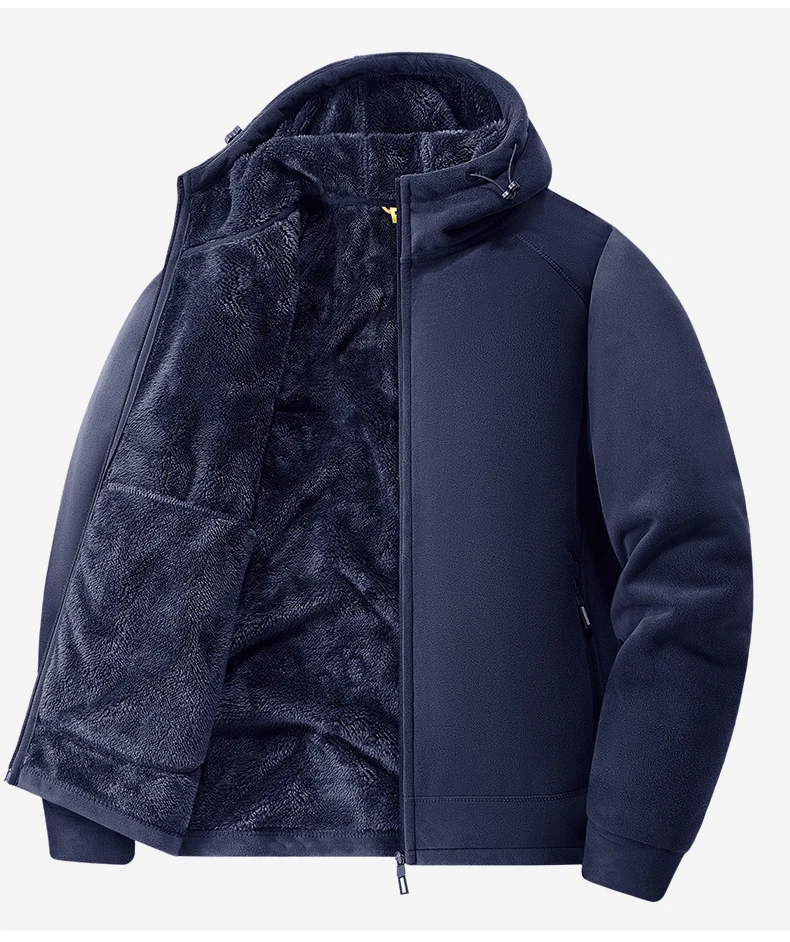 Polar Fleece Hooded Jacket for Men New 2025 Autumn Winter Outdoor Thicken Warm Parkas Coats Men Hiking Camping Jackets Clothing