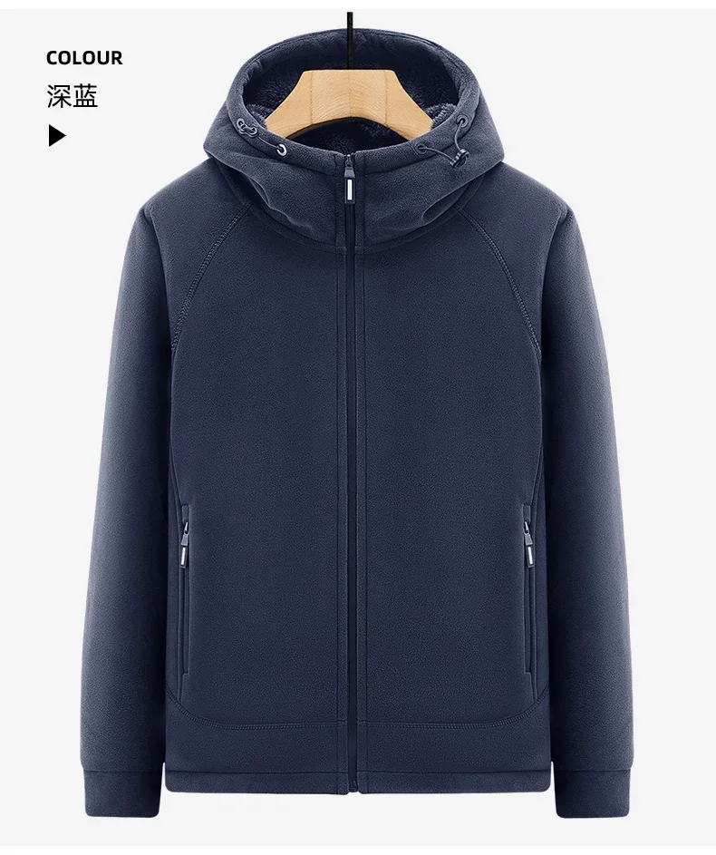 Polar Fleece Hooded Jacket for Men New 2025 Autumn Winter Outdoor Thicken Warm Parkas Coats Men Hiking Camping Jackets Clothing