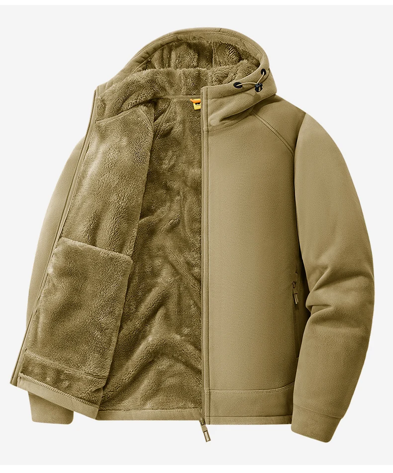 Polar Fleece Hooded Jacket for Men New 2025 Autumn Winter Outdoor Thicken Warm Parkas Coats Men Hiking Camping Jackets Clothing