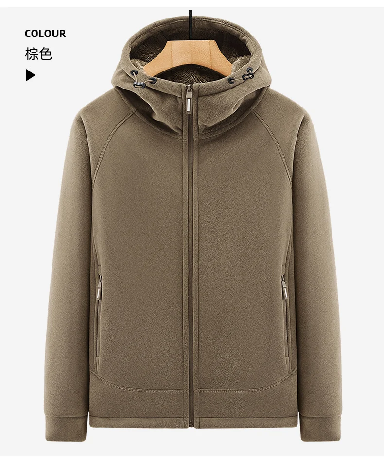 Polar Fleece Hooded Jacket for Men New 2025 Autumn Winter Outdoor Thicken Warm Parkas Coats Men Hiking Camping Jackets Clothing