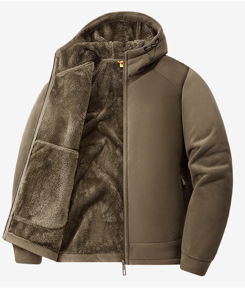 Polar Fleece Hooded Jacket for Men New 2025 Autumn Winter Outdoor Thicken Warm Parkas Coats Men Hiking Camping Jackets Clothing