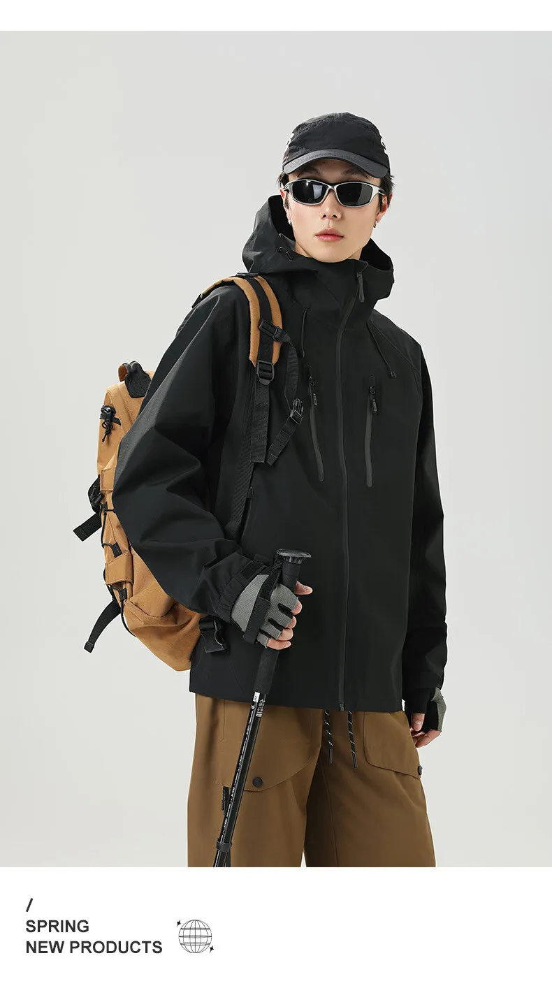 2026 Outdoor Laminated Hard Shell Windproof Waterproof Solid Color Fashionable Camping Fishing Sports Versatile Casual Jacket