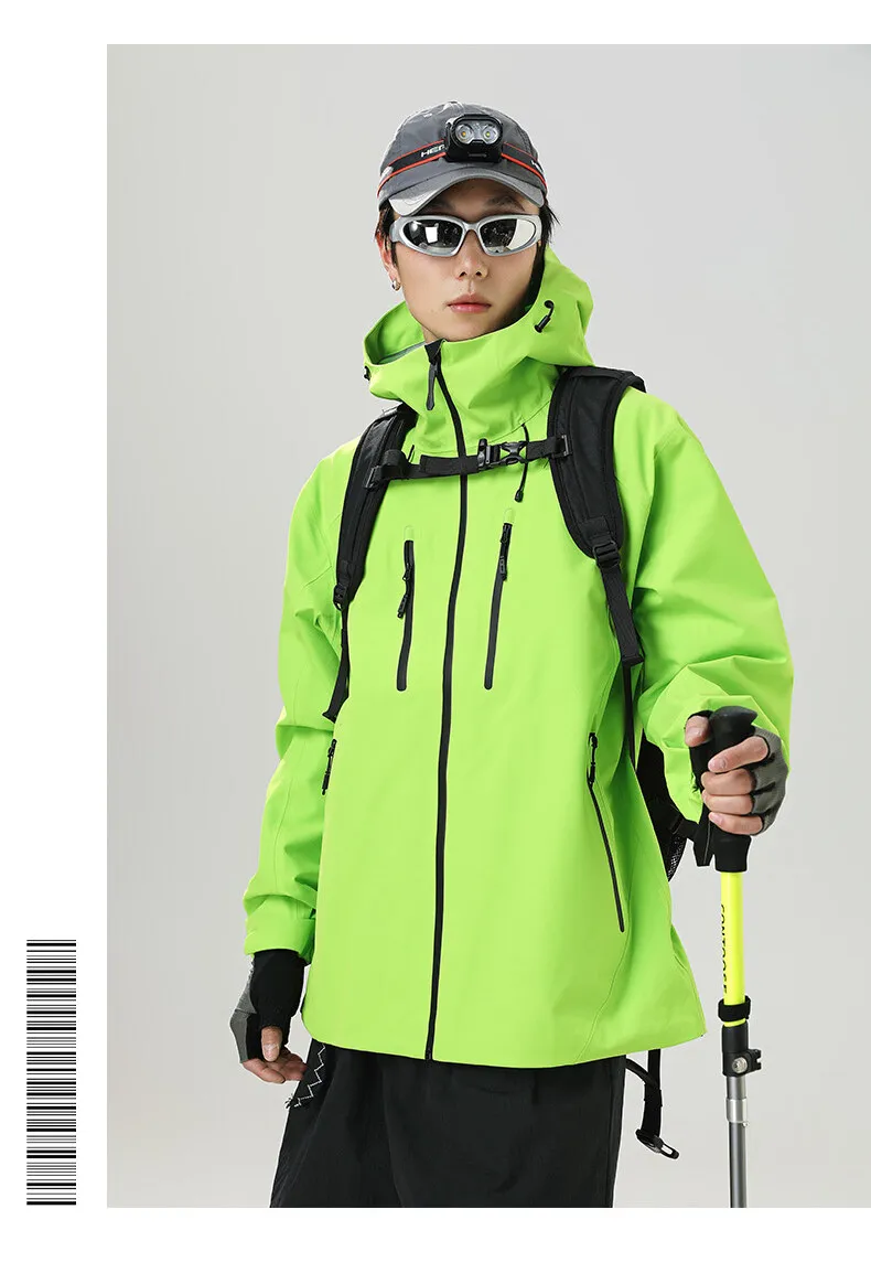 2026 Outdoor Laminated Hard Shell Windproof Waterproof Solid Color Fashionable Camping Fishing Sports Versatile Casual Jacket